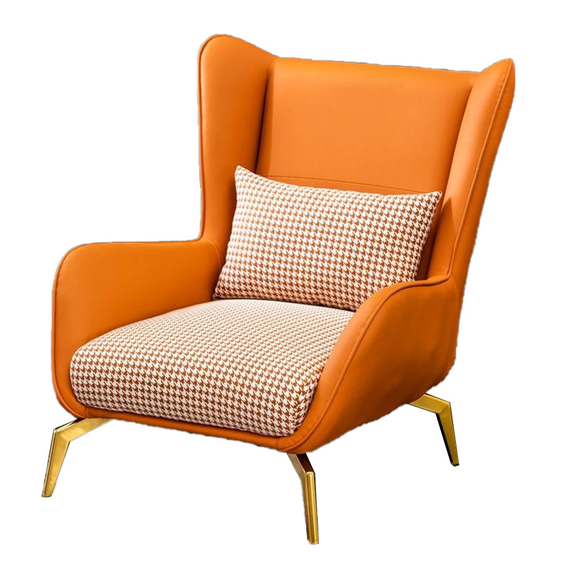 Modern Style Bonded Leather Arms Included with Pillow Wingback Chair Clearhalo 'Accent Chairs' 'accent_chairs' 'Chairs & Seating' 'furn' 'furn_accent_chairs' 'Furniture' 'Living Room Furniture' 5649904