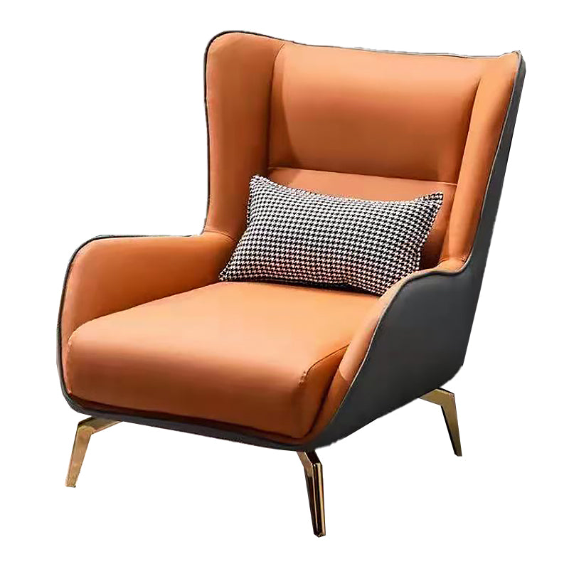 Modern Style Bonded Leather Arms Included with Pillow Wingback Chair Clearhalo 'Accent Chairs' 'accent_chairs' 'Chairs & Seating' 'furn' 'furn_accent_chairs' 'Furniture' 'Living Room Furniture' 5649905