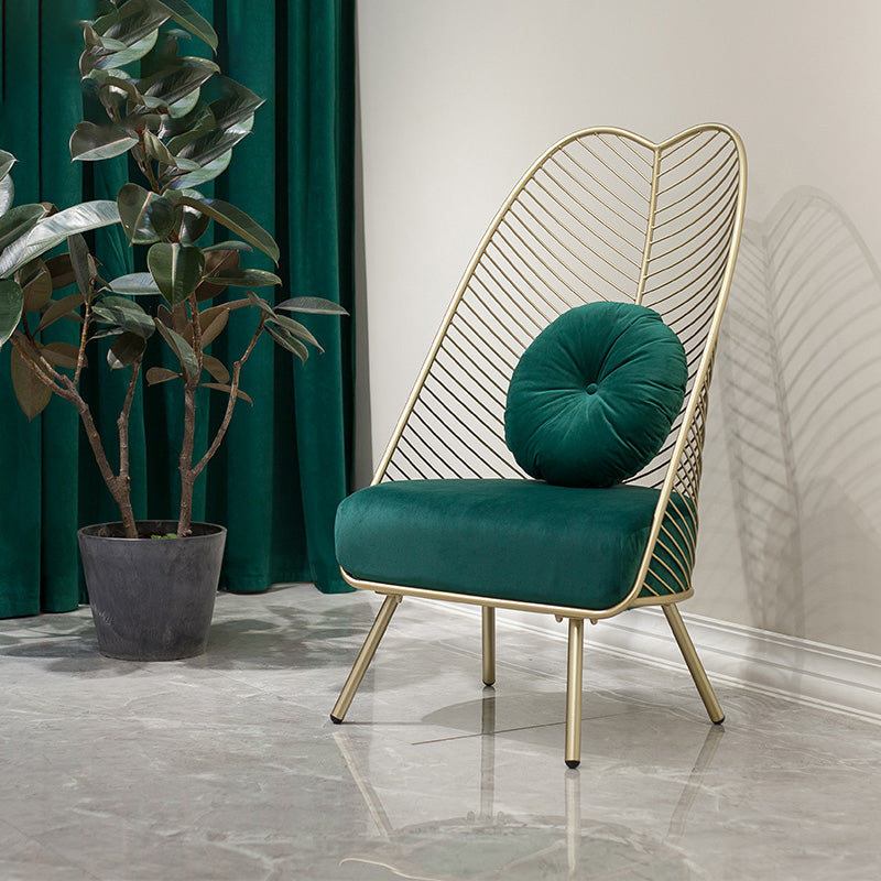 Glam 23.6" Wide Pillow Back Metal Frame 4 Legs Armless Chair Green 1 Piece Clearhalo 'Accent Chairs' 'accent_chairs' 'Chairs & Seating' 'furn' 'furn_accent_chairs' 'Furniture' 'Living Room Furniture' 5649908