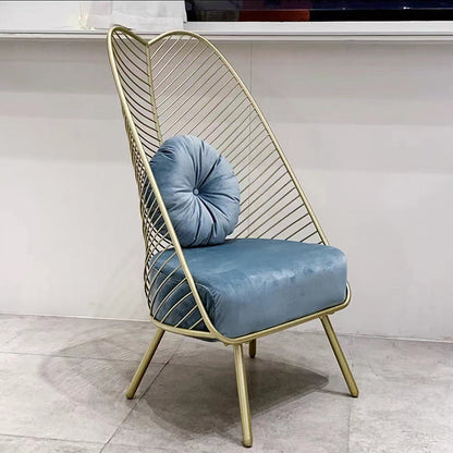 Glam 23.6" Wide Pillow Back Metal Frame 4 Legs Armless Chair Light Blue 1 Piece Clearhalo 'Accent Chairs' 'accent_chairs' 'Chairs & Seating' 'furn' 'furn_accent_chairs' 'Furniture' 'Living Room Furniture' 5649911