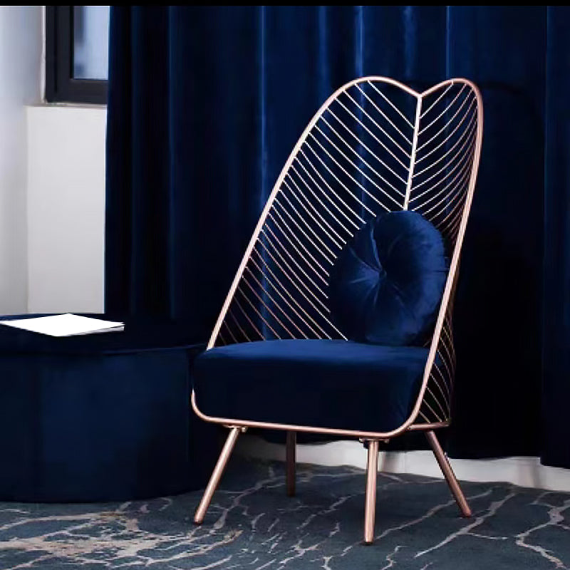 Glam 23.6" Wide Pillow Back Metal Frame 4 Legs Armless Chair Dark Blue 1 Piece Clearhalo 'Accent Chairs' 'accent_chairs' 'Chairs & Seating' 'furn' 'furn_accent_chairs' 'Furniture' 'Living Room Furniture' 5649913