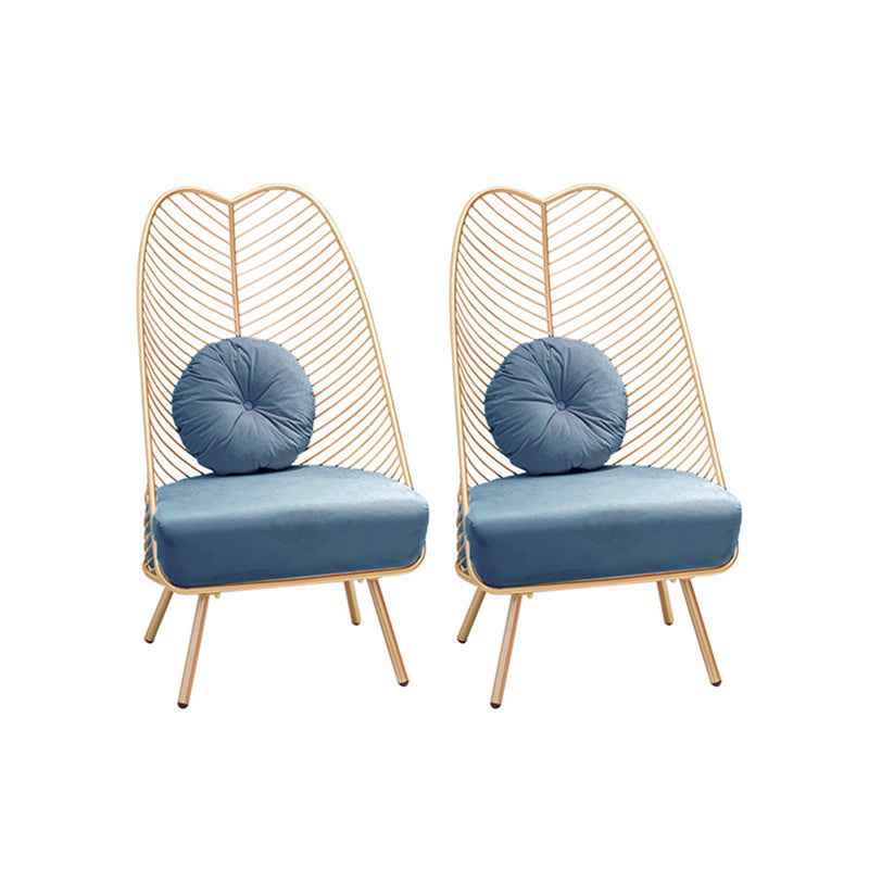 Glam 23.6" Wide Pillow Back Metal Frame 4 Legs Armless Chair Light Blue 2 Piece Set Clearhalo 'Accent Chairs' 'accent_chairs' 'Chairs & Seating' 'furn' 'furn_accent_chairs' 'Furniture' 'Living Room Furniture' 5649914