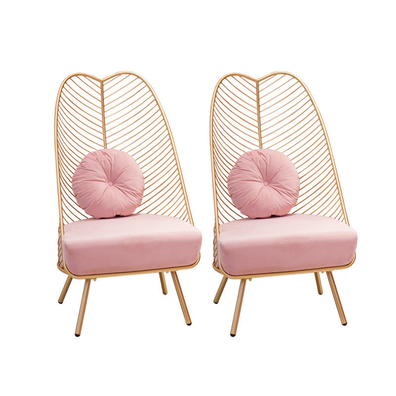 Glam 23.6" Wide Pillow Back Metal Frame 4 Legs Armless Chair Pink 2 Piece Set Clearhalo 'Accent Chairs' 'accent_chairs' 'Chairs & Seating' 'furn' 'furn_accent_chairs' 'Furniture' 'Living Room Furniture' 5649915