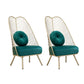 Glam 23.6" Wide Pillow Back Metal Frame 4 Legs Armless Chair Green 2 Piece Set Clearhalo 'Accent Chairs' 'accent_chairs' 'Chairs & Seating' 'furn' 'furn_accent_chairs' 'Furniture' 'Living Room Furniture' 5649918