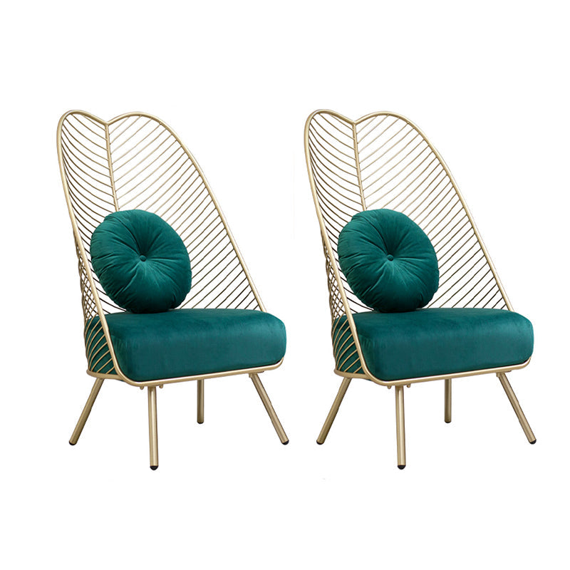 Glam 23.6" Wide Pillow Back Metal Frame 4 Legs Armless Chair Green 2 Piece Set Clearhalo 'Accent Chairs' 'accent_chairs' 'Chairs & Seating' 'furn' 'furn_accent_chairs' 'Furniture' 'Living Room Furniture' 5649918