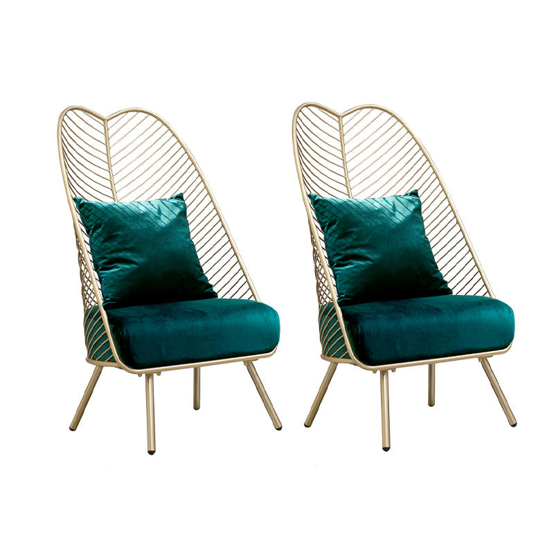 Glam 23.6" Wide Pillow Back Metal Frame 4 Legs Armless Chair Dark Green 2 Piece Set Clearhalo 'Accent Chairs' 'accent_chairs' 'Chairs & Seating' 'furn' 'furn_accent_chairs' 'Furniture' 'Living Room Furniture' 5649920