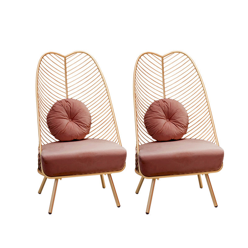 Glam 23.6" Wide Pillow Back Metal Frame 4 Legs Armless Chair Red 2 Piece Set Clearhalo 'Accent Chairs' 'accent_chairs' 'Chairs & Seating' 'furn' 'furn_accent_chairs' 'Furniture' 'Living Room Furniture' 5649921