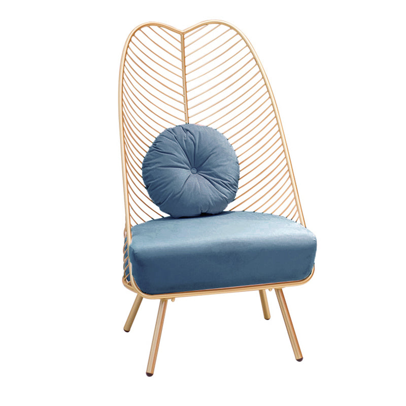 Glam 23.6" Wide Pillow Back Metal Frame 4 Legs Armless Chair Clearhalo 'Accent Chairs' 'accent_chairs' 'Chairs & Seating' 'furn' 'furn_accent_chairs' 'Furniture' 'Living Room Furniture' 5649925