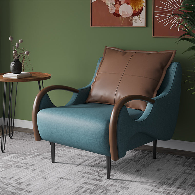 Nordic Style Bonded Leather Square Arms Pillow Back Lounge Accent Chair