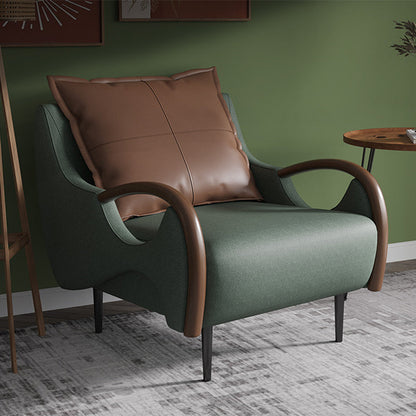 Nordic Style Bonded Leather Square Arms Pillow Back Lounge Accent Chair