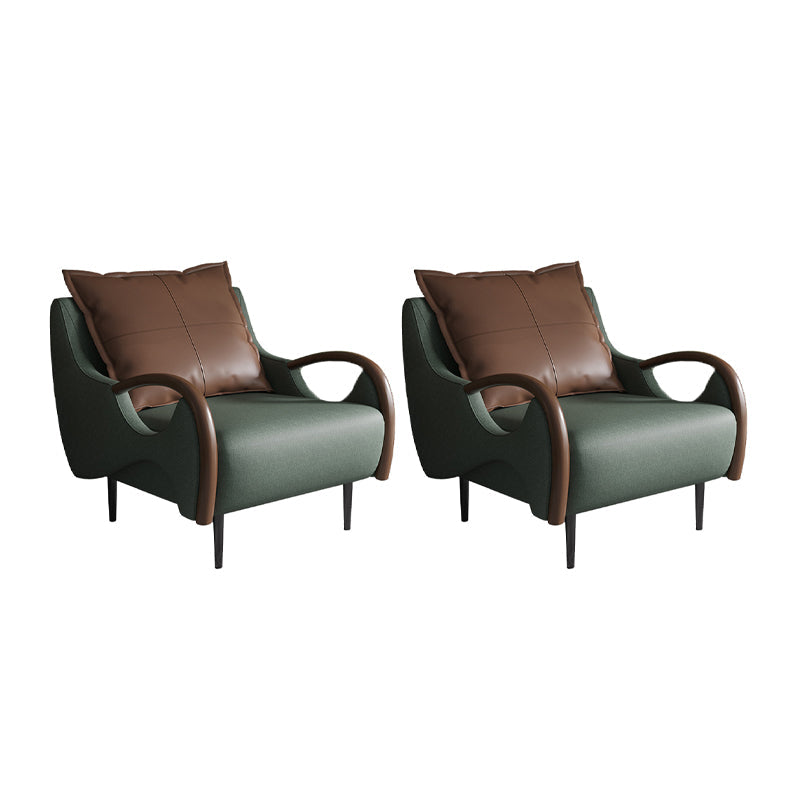 Nordic Style Bonded Leather Square Arms Pillow Back Lounge Accent Chair