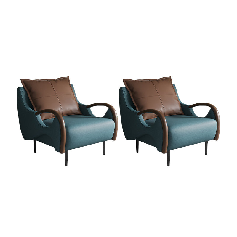 Nordic Style Bonded Leather Square Arms Pillow Back Lounge Accent Chair