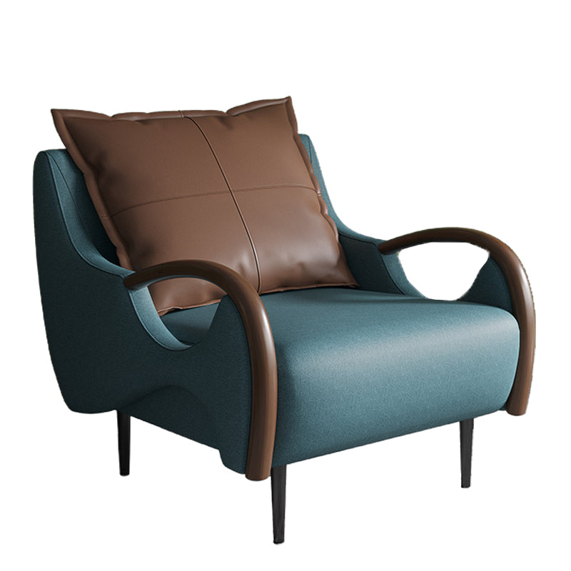 Nordic Style Bonded Leather Square Arms Pillow Back Lounge Accent Chair