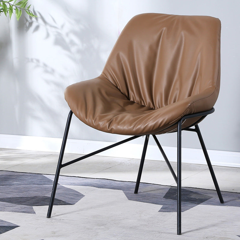 Industrial 23.6"Wide PU Leather Fixed Back Sponge Armless Chair