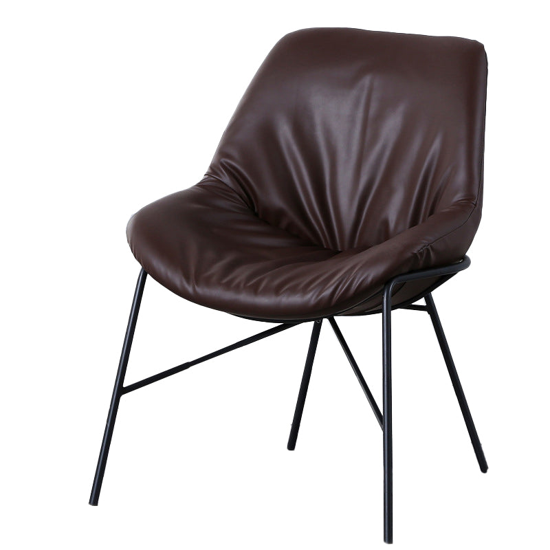 Industrial 23.6"Wide PU Leather Fixed Back Sponge Armless Chair