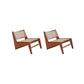 Mid-century Modern Style Wood Armless Woven Back Lounge Accent Chair