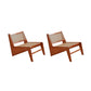 Mid-century Modern Style Wood Armless Woven Back Lounge Accent Chair