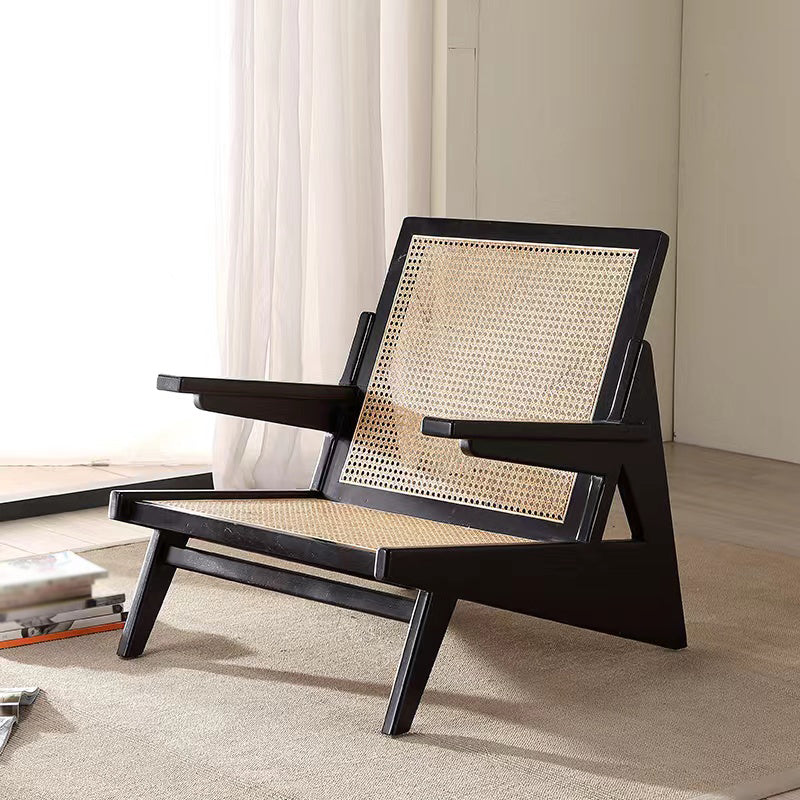 Nordic Style Wood Armrest Woven Back Solid Wood Multi-color Choice Arm Chair