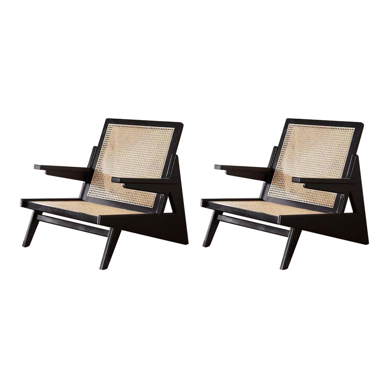 Nordic Style Wood Armrest Woven Back Solid Wood Multi-color Choice Arm Chair