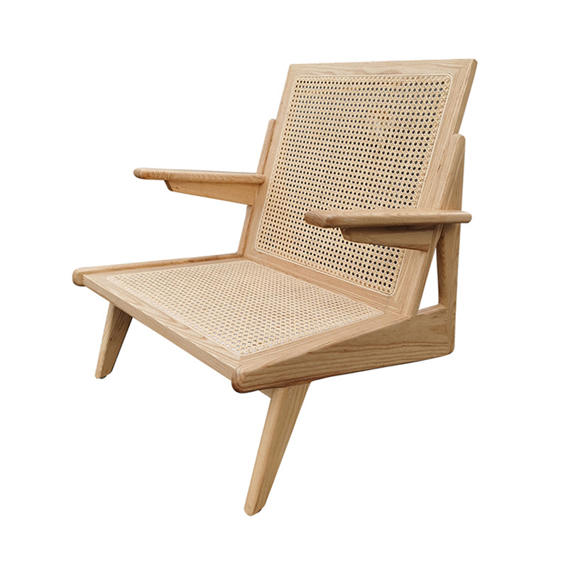 Nordic Style Wood Armrest Woven Back Solid Wood Multi-color Choice Arm Chair