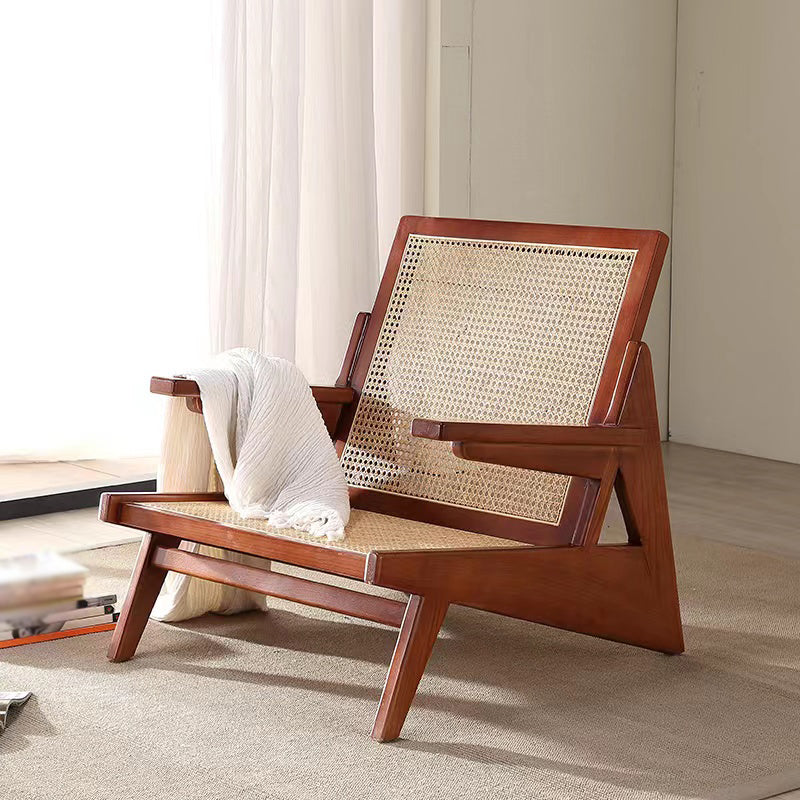 Nordic Style Wood Armrest Woven Back Solid Wood Multi-color Choice Arm Chair