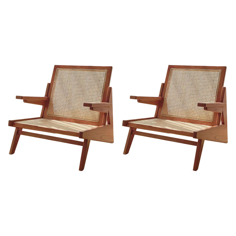 Nordic Style Wood Armrest Woven Back Solid Wood Multi-color Choice Arm Chair