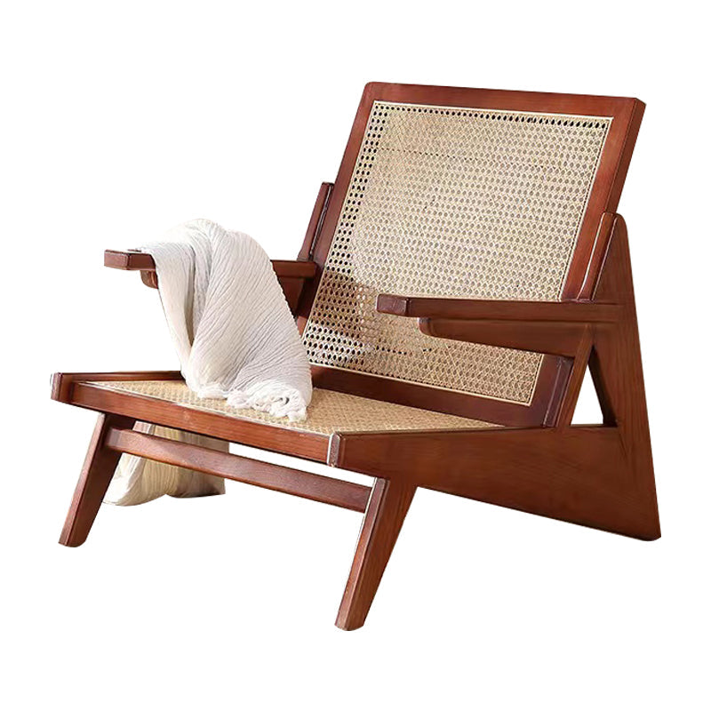 Nordic Style Wood Armrest Woven Back Solid Wood Multi-color Choice Arm Chair