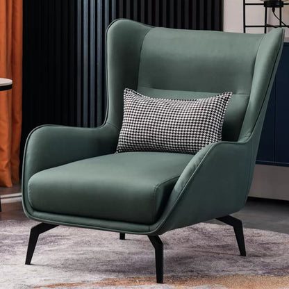 Modern Style Leather Armrest Fixed Back Upholstered Arm Chair