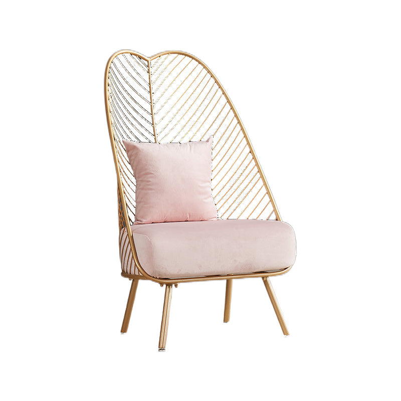 Glam Style Armless with Pillow Back Cushioned Metal Base Accent Chair Light Pink 1 Piece Clearhalo 'Accent Chairs' 'accent_chairs' 'Chairs & Seating' 'furn' 'furn_accent_chairs' 'Furniture' 'Living Room Furniture' 5650247