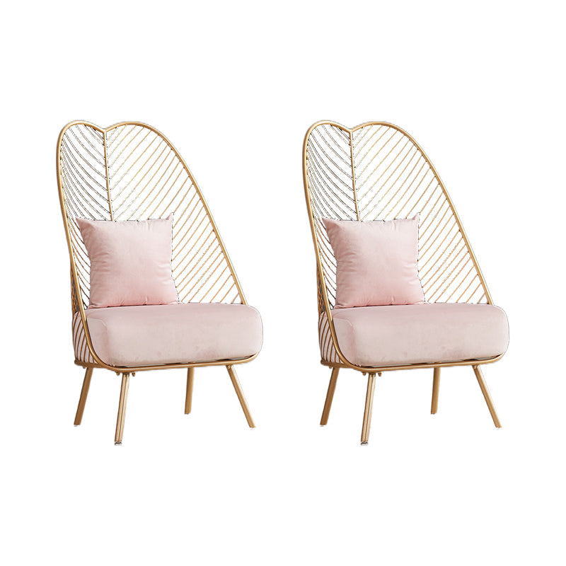 Glam Style Armless with Pillow Back Cushioned Metal Base Accent Chair Light Pink 2 Piece Set Clearhalo 'Accent Chairs' 'accent_chairs' 'Chairs & Seating' 'furn' 'furn_accent_chairs' 'Furniture' 'Living Room Furniture' 5650248