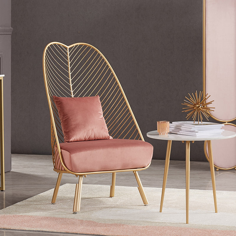 Glam Style Armless with Pillow Back Cushioned Metal Base Accent Chair Clearhalo 'Accent Chairs' 'accent_chairs' 'Chairs & Seating' 'furn' 'furn_accent_chairs' 'Furniture' 'Living Room Furniture' 5650249