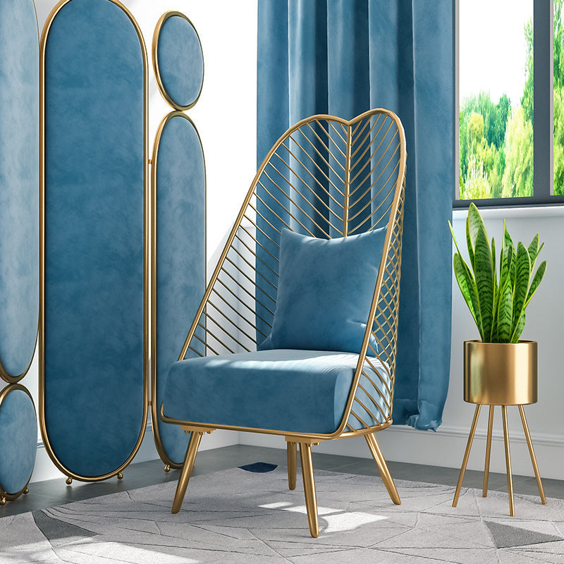 Glam Style Armless with Pillow Back Cushioned Metal Base Accent Chair Clearhalo 'Accent Chairs' 'accent_chairs' 'Chairs & Seating' 'furn' 'furn_accent_chairs' 'Furniture' 'Living Room Furniture' 5650250