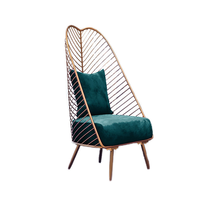 Glam Style Armless with Pillow Back Cushioned Metal Base Accent Chair Dark Green 1 Piece Clearhalo 'Accent Chairs' 'accent_chairs' 'Chairs & Seating' 'furn' 'furn_accent_chairs' 'Furniture' 'Living Room Furniture' 5650251