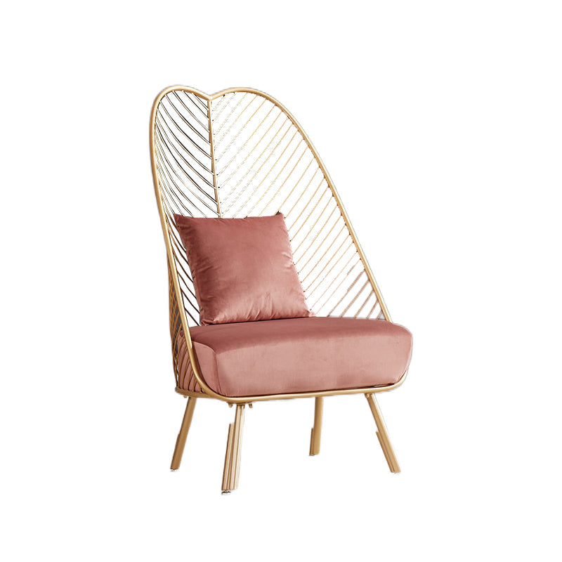 Glam Style Armless with Pillow Back Cushioned Metal Base Accent Chair Pink 1 Piece Clearhalo 'Accent Chairs' 'accent_chairs' 'Chairs & Seating' 'furn' 'furn_accent_chairs' 'Furniture' 'Living Room Furniture' 5650255