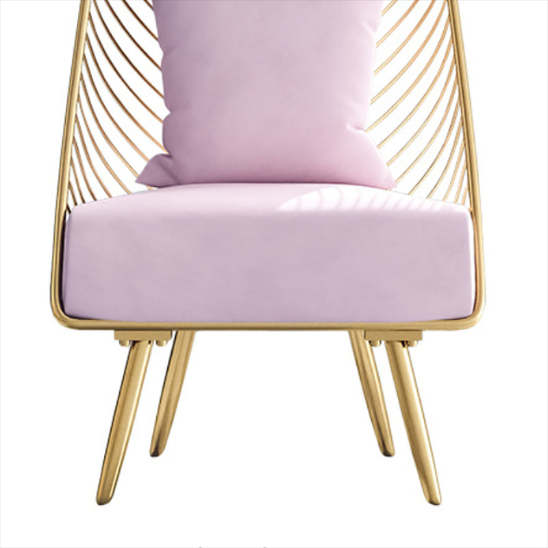 Glam Style Armless with Pillow Back Cushioned Metal Base Accent Chair Clearhalo 'Accent Chairs' 'accent_chairs' 'Chairs & Seating' 'furn' 'furn_accent_chairs' 'Furniture' 'Living Room Furniture' 5650258