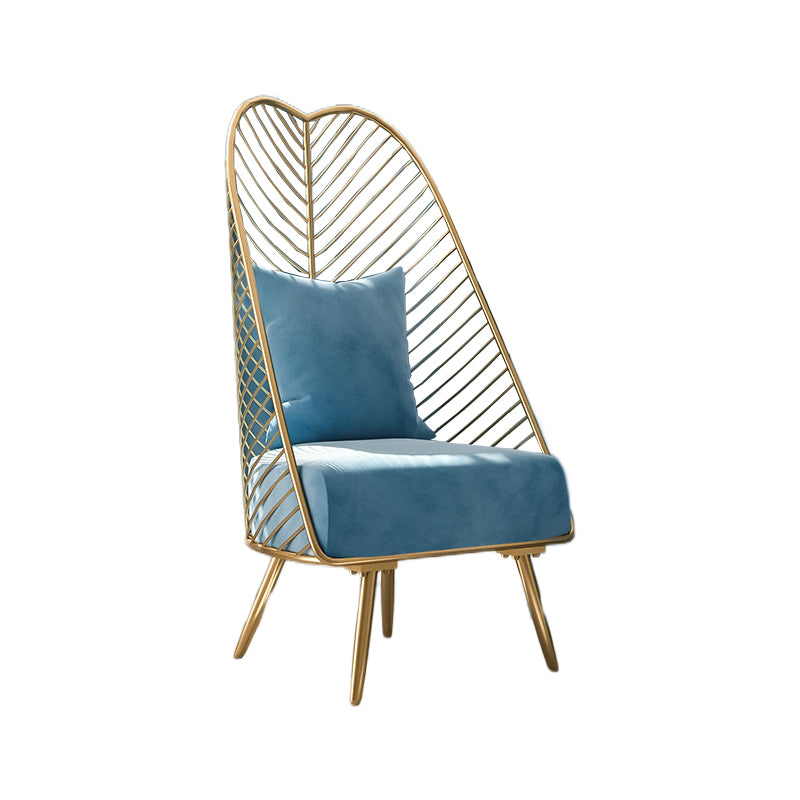 Glam Style Armless with Pillow Back Cushioned Metal Base Accent Chair Blue 1 Piece Clearhalo 'Accent Chairs' 'accent_chairs' 'Chairs & Seating' 'furn' 'furn_accent_chairs' 'Furniture' 'Living Room Furniture' 5650259