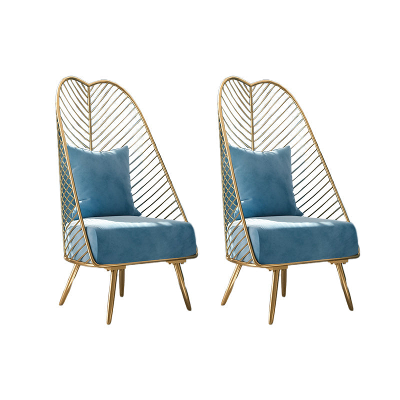 Glam Style Armless with Pillow Back Cushioned Metal Base Accent Chair Blue 2 Piece Set Clearhalo 'Accent Chairs' 'accent_chairs' 'Chairs & Seating' 'furn' 'furn_accent_chairs' 'Furniture' 'Living Room Furniture' 5650261