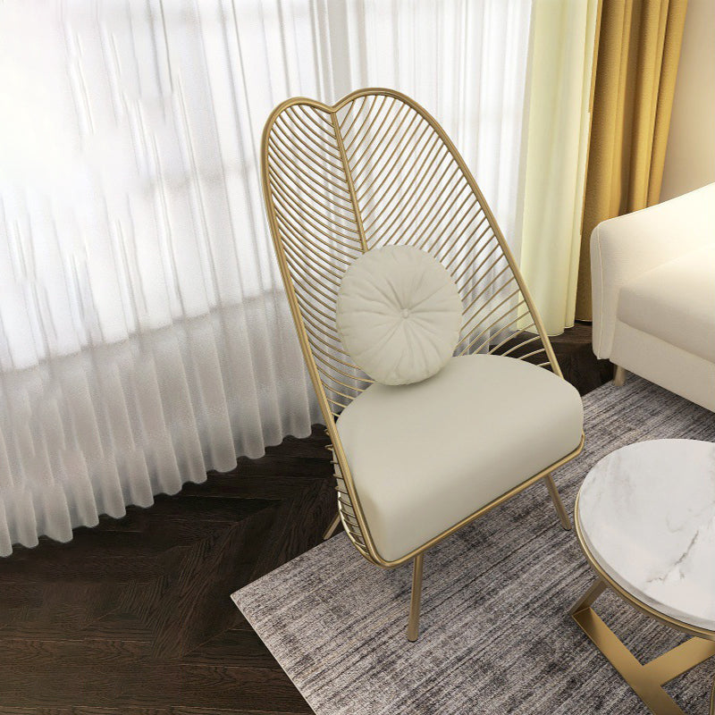 Glam Style Armless with Pillow Back Cushioned Metal Base Accent Chair Clearhalo 'Accent Chairs' 'accent_chairs' 'Chairs & Seating' 'furn' 'furn_accent_chairs' 'Furniture' 'Living Room Furniture' 5650264