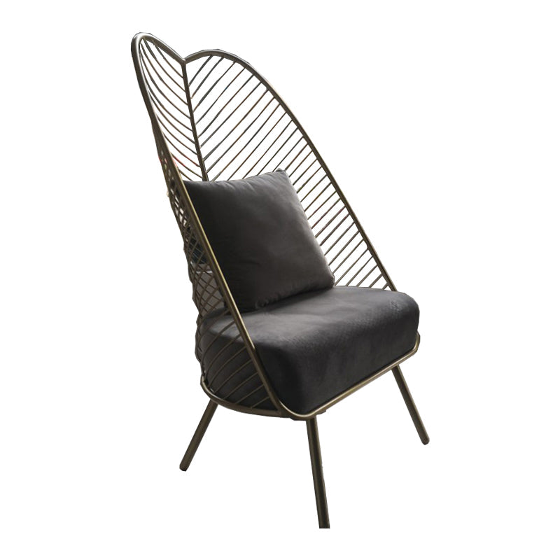 Glam Style Armless with Pillow Back Cushioned Metal Base Accent Chair Grey 1 Piece Clearhalo 'Accent Chairs' 'accent_chairs' 'Chairs & Seating' 'furn' 'furn_accent_chairs' 'Furniture' 'Living Room Furniture' 5650266