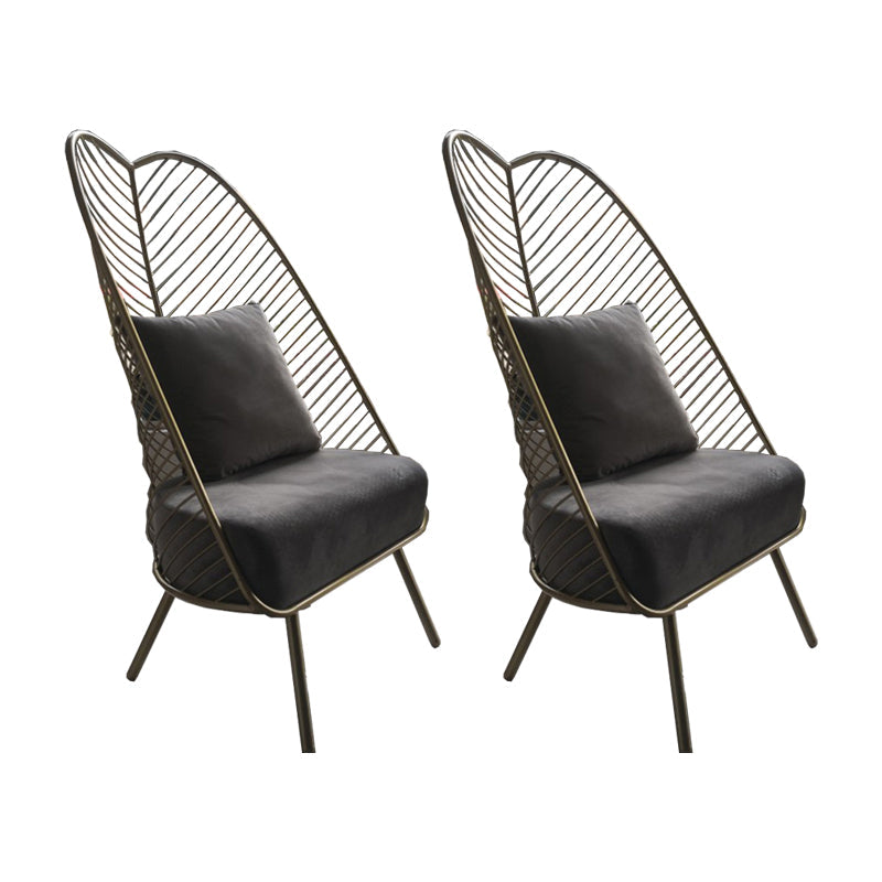 Glam Style Armless with Pillow Back Cushioned Metal Base Accent Chair Grey 2 Piece Set Clearhalo 'Accent Chairs' 'accent_chairs' 'Chairs & Seating' 'furn' 'furn_accent_chairs' 'Furniture' 'Living Room Furniture' 5650268