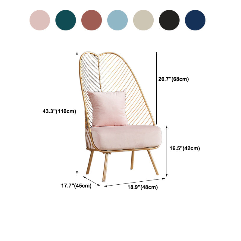 Glam Style Armless with Pillow Back Cushioned Metal Base Accent Chair Clearhalo 'Accent Chairs' 'accent_chairs' 'Chairs & Seating' 'furn' 'furn_accent_chairs' 'Furniture' 'Living Room Furniture' 5650271