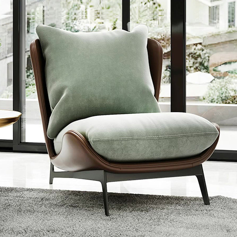 Nordic Style Armless Black Metal Upholstered Chair with Pillow Back