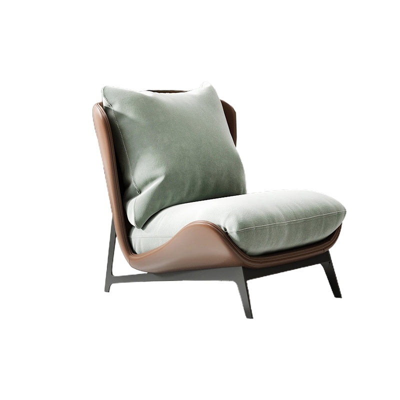 Nordic Style Armless Black Metal Upholstered Chair with Pillow Back