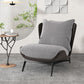 Nordic Style Armless Black Metal Upholstered Chair with Pillow Back