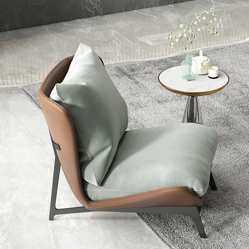 Nordic Style Armless Black Metal Upholstered Chair with Pillow Back