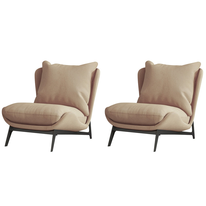 Nordic Style Armless Black Metal Upholstered Chair with Pillow Back