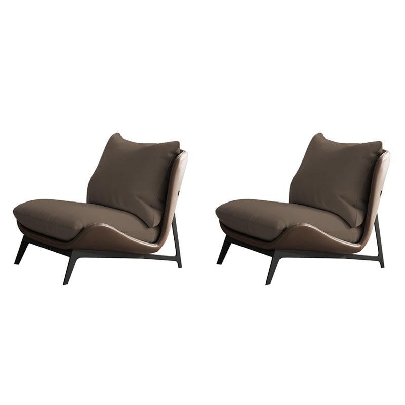 Nordic Style Armless Black Metal Upholstered Chair with Pillow Back