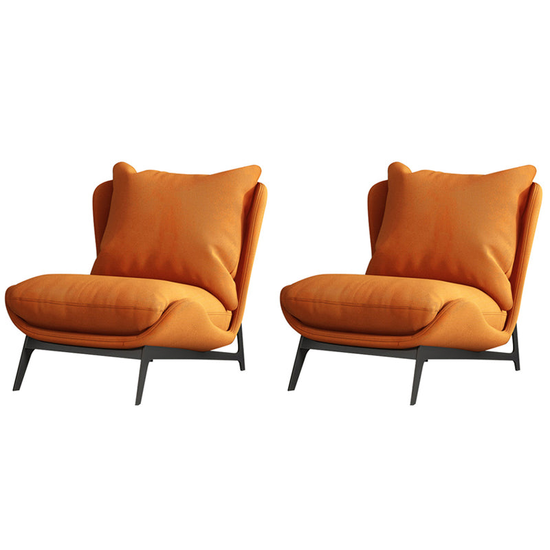 Nordic Style Armless Black Metal Upholstered Chair with Pillow Back