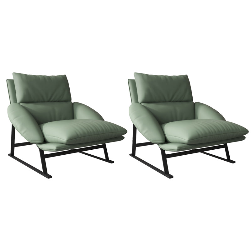 Zeitgenössischer 35,5 "breites Kunstleder -Leder -Kissen -Back -Lounge -Stuhl