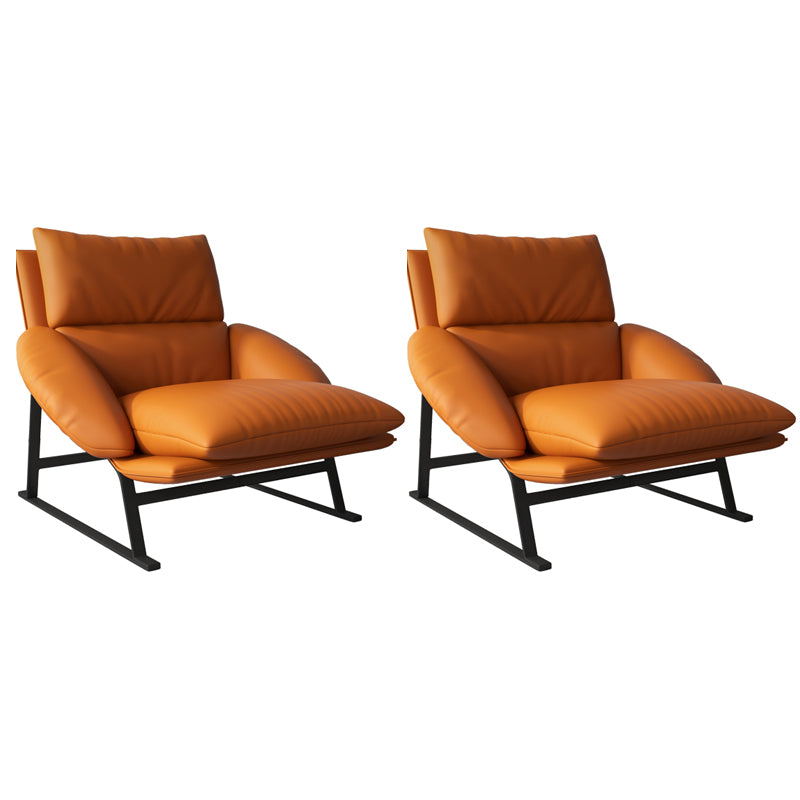 Zeitgenössischer 35,5 "breites Kunstleder -Leder -Kissen -Back -Lounge -Stuhl